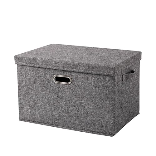 Crepundia Folding Fabric Storage Cube Organizer, 1 X Zusammenklappbare, Gepolsterte Aufbewahrungsbox Mit Großem Fassungsvermögen, Deckel Und Metallgriff, Schrank-Organizer Aufbewahrungsboxen(Gray) von Crepundia