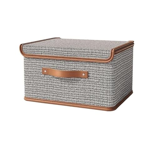 Crepundia Folding Fabric Storage Cube Organizer, 770g Staubdichte Aufbewahrungsbox Mit Deckel Großes Fassungsvermögen Faltbar Doppelt Dick Feuchtigkeitsbeständig(Black-L-1Pc) von Crepundia