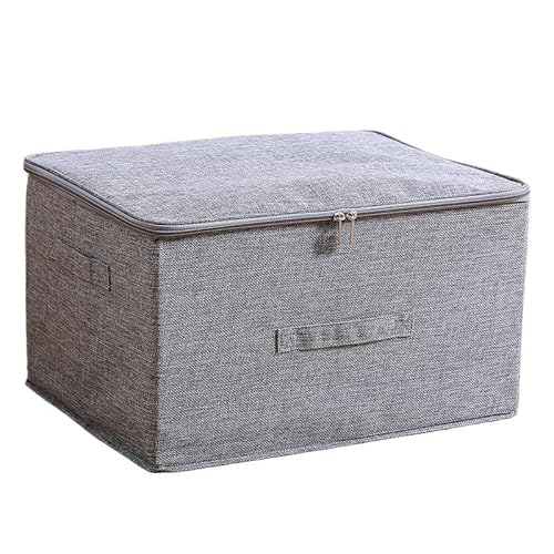 Crepundia Folding Fabric Storage Cube Organizer, Baumwoll Leinen Aufbewahrungsbox Faltbar Stoff Organizer Mit Reißverschluss Kleidung Versiegelt Feuchtigkeitsbeständig(Gray) von Crepundia