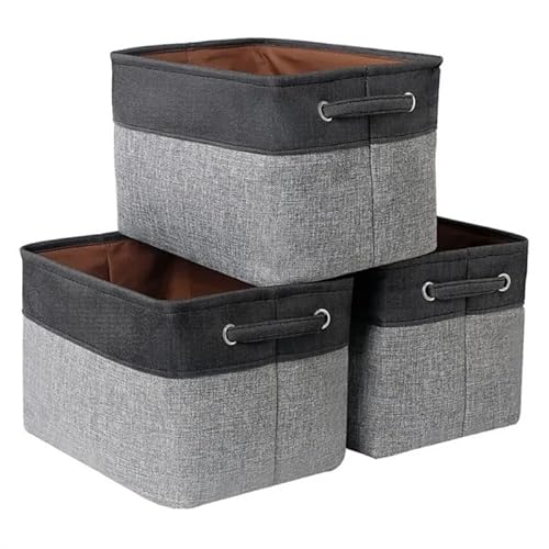 Crepundia Folding Fabric Storage Cube Organizer, Faltbare Aufbewahrungsbox Mit Seilgriff, Große Kapazität Für Taschen Snacks Spielzeug Haushalt(B 3pcs set) von Crepundia