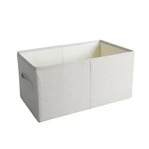 Crepundia Folding Fabric Storage Cube Organizer, Stoff Aufbewahrungsboxen Mit Deckel Faltbar Kleidung Organizer Schrank Schlafzimmer Wohnzimmer(Beige without Lid,47x34x21cm) von Crepundia