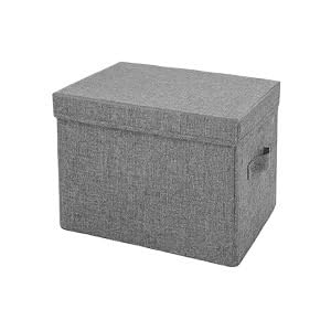 Crepundia Folding Fabric Storage Cube Organizer, Stoff Aufbewahrungsboxen Mit Deckel Faltbar Kleidung Organizer Schrank Schlafzimmer Wohnzimmer(Gray with Lid,50x40x29cm) von Crepundia