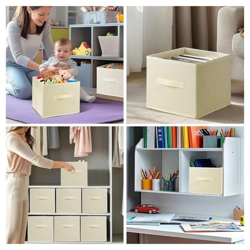 Crepundia Folding Fabric Storage Cube Organizer, Stoff-Aufbewahrungswürfel For Spielzeug, Kleidung, Organizer, Robuste Aufbewahrungsbox, Verwendung In Schrankkörben Regale, Cubbies(Black) von Crepundia