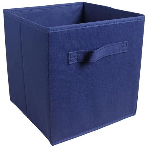 Crepundia Folding Fabric Storage Cube Organizer, Vliesstoff Aufbewahrungsbox Schublade Schrank Organizer Regal Faltbarer Würfel Aufbewahrungskorb(Dark blue) von Crepundia