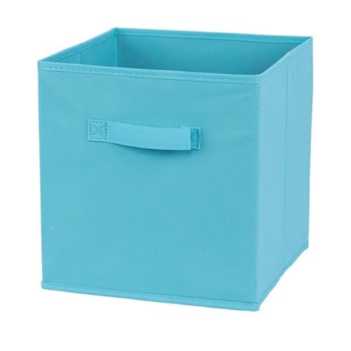 Crepundia Folding Fabric Storage Cube Organizer, Vliesstoff Aufbewahrungsbox Schublade Schrank Organizer Regal Faltbarer Würfel Aufbewahrungskorb(Lake blue) von Crepundia