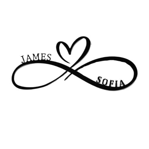 Crepundia Infinity Sign Hearts Personalised, Personalisierter Buchstabe Herzförmiges Schild Name Datum Liebe Eisen Kunst Dekoration Unendlichkeit Wanddekoration - Metall Hochzeit(C,30cm) von Crepundia