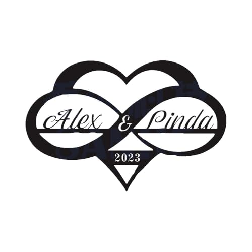 Crepundia Infinity Sign Hearts Personalised, Personalisierter Buchstabe Herzförmiges Schild Name Datum Liebe Eisen Kunst Dekoration Unendlichkeit Wanddekoration - Metall Hochzeit(G,30cm) von Crepundia