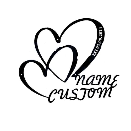 Crepundia Infinity Sign Hearts Personalised, Personalisierter Buchstabe Herzförmiges Schild Name Datum Liebe Eisen Kunst Dekoration Unendlichkeit Wanddekoration - Metall Hochzeit(H Type,30cm) von Crepundia