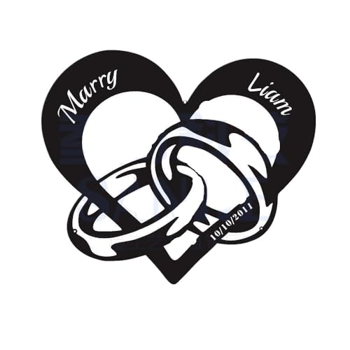 Crepundia Infinity Sign Hearts Personalised, Personalisierter Buchstabe Herzförmiges Schild Name Datum Liebe Eisen Kunst Dekoration Unendlichkeit Wanddekoration - Metall Hochzeit(L Type,40cm) von Crepundia