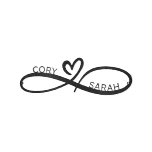 Crepundia Infinity Sign Hearts Personalised, Personalisierter Buchstabe Herzförmiges Schild Name Datum Liebe Eisen Kunst Dekoration Unendlichkeit Wanddekoration - Metall Hochzeit(N Models,30cm) von Crepundia