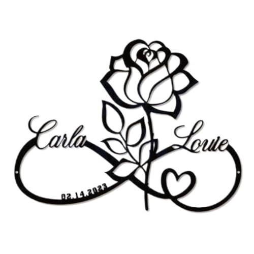 Crepundia Infinity Sign Hearts Personalised, Personalisierter Buchstabe Herzförmiges Schild Name Datum Liebe Eisen Kunst Dekoration Unendlichkeit Wanddekoration - Metall Hochzeit(Type I,40cm) von Crepundia