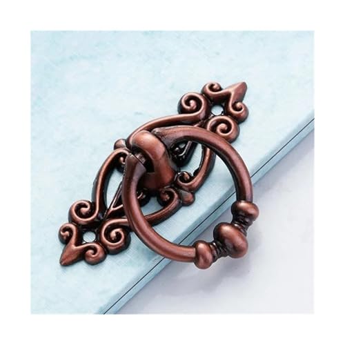 Crepundia Ring Griffe Vintage Pull mit Schrauben, 4pc Schrankgriff Im Retro-Stil,Türgriff Aus Antiker Legierung, Schubladengriff,Holzgehäusegriff,Hängering For Wohnmöbel,DIY-Dekoration(Red Gulas) von Crepundia