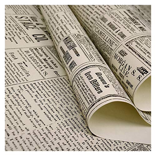 Crepundia Tapete Vliestapete Amerikanische Retro alte englische Alphabet Zeitung Tapete Bekleidungsgeschäft Bar-Café-Dekor PVC-Wand-Papier(P05501) von Crepundia