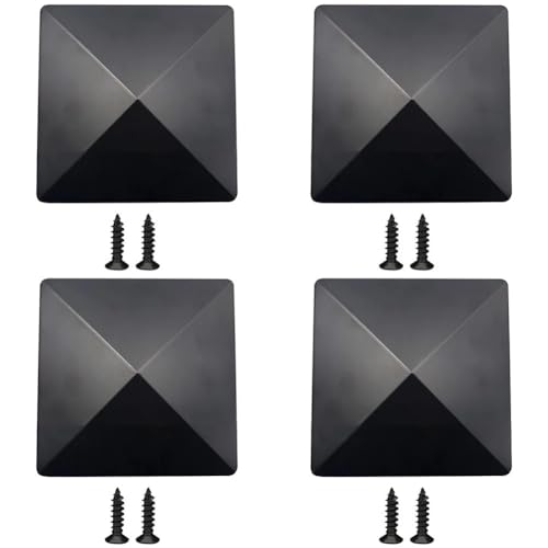 Dekorative Pfostenkappe für Gartenzaun, 4x4 Pfostenkappe, schwarze Pyramidenkappe aus Kunststoff, Heimwerkerbedarf, verlängert die Lebensdauer Ihrer Pfosten, lichtbeständiges Material(4pcs) von Crepundia
