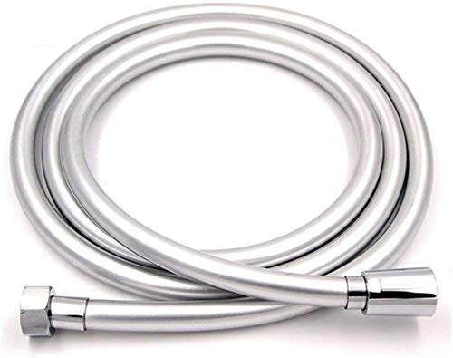 Duschkopf Schlauch,Duschschlauch Anti-Knick Schutz Druck PVC Hoch Silber Schwarz Glatt Brauseschlauch For Badewanne Handbrause Flexible 360 ° Rotation(Silver,120cm) von Crepundia