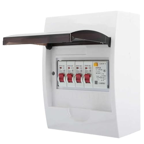 Feuchtraum Aufputz Verteilerkasten, 3-Wege-Box for 63 A 30 mA RCD + 3 MCB (6 + 16 + 32 A) Netzteil-Verbrauchereinheit 230/400 V von Crepundia