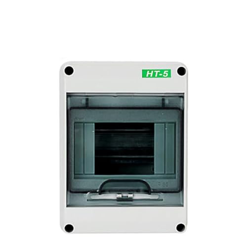 Feuchtraum Aufputz Verteilerkasten, IP65 Wasserdichter Sicherungsschaltkasten 2 MCB's Sicherungskasten 40A 30mA RCD Staubdicht Horizontale Reihe Mini-Verbrauchereinheit Kunststoff(5 Way) von Crepundia