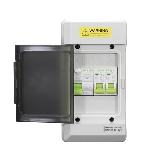 Feuchtraum Aufputz Verteilerkasten, Verbrauchereinheit mit 63 A/30 mA RCD und 1 x 16 A 6 MCBs IP66 (Schaltkasten, Verteilerkasten Leistungsschalter) von Crepundia
