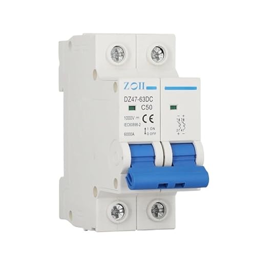 Fi Ls Schalter,Fehlerstrom-Schutzschalter 2P DC 1000V MCB Solar Mini Circuit Breaker Überlast Schutz Schalter 6A 10A 16A 20A 25A 32A 40A 50A 63A DC1000V Photovoltaik PV(16A) von Crepundia