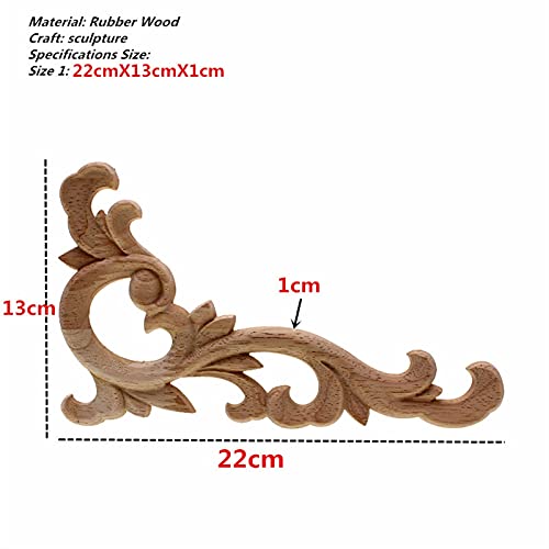 Holzornamente Ecke 2 stücke Vintage Holz geschnitzte Ecke Onlay Applique Unlackierter Möbelkabinett dekorative Figuren Holz Miniatur Holzschnitzerei Applikation Deko(Dark Khaki) von Crepundia