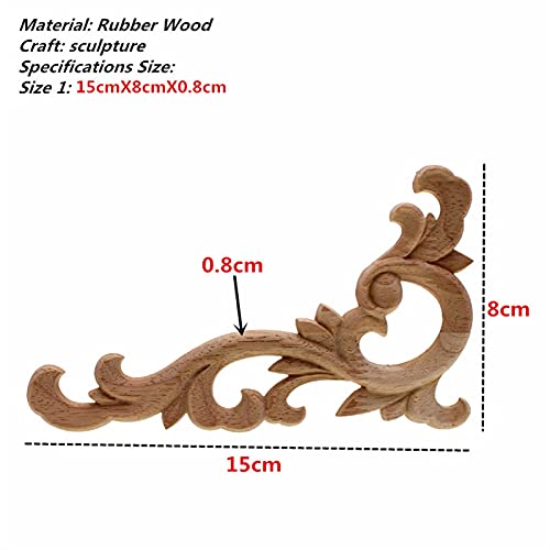 Holzornamente Ecke 2 stücke Vintage Holz geschnitzte Ecke Onlay Applique Unlackierter Möbelkabinett dekorative Figuren Holz Miniatur Holzschnitzerei Applikation Deko(Plum) von Crepundia
