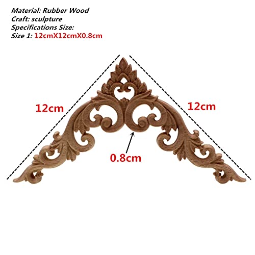 Holzornamente Ecke Einfache Vintage Holz Geschnitzte Aufkleber Corner Onlay Applique Rahmen Möbel Wand Unlackiert for Home Schrank Tür Dekor Handwerk Holzschnitzerei Applikation Deko(12X12cm) von Crepundia