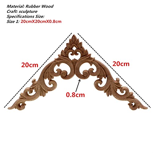 Holzornamente Ecke Einfache Vintage Holz Geschnitzte Aufkleber Corner Onlay Applique Rahmen Möbel Wand Unlackiert for Home Schrank Tür Dekor Handwerk Holzschnitzerei Applikation Deko(20X20cm) von Crepundia