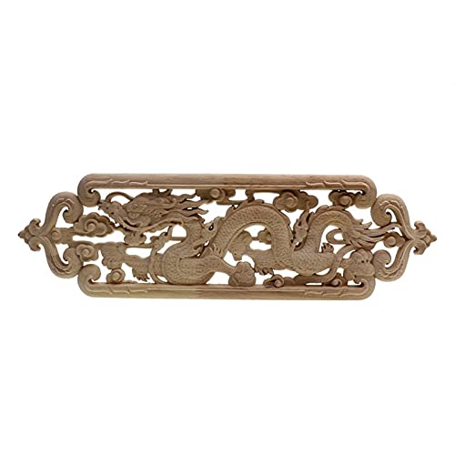 Holzornamente Ecke Gummiholz ​​Geschnitzte Applique Möbel Natürliche Aufkleber Perle HomeDecoration Zubehör Holzschnitzerei Applikation Deko(50cmX15cm) von Crepundia