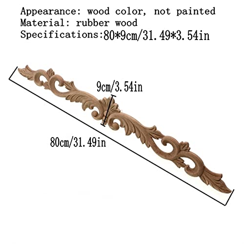 Holzornamente Ecke Holz Geschnitzte Aufkleber Ecke Applique Rahmen Wandmöbel Figuren Schrank Dekorative Handwerk Tür Dekoration Stück Blume Holzschnitzerei Applikation Deko(80X9cm) von Crepundia