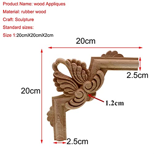 Holzornamente Ecke Holz geschnitzte Ecke Onlay Applique Unlackierte Möbel Dekorative Figuren Holzbriefe Miniaturdekoration Holzschnitzerei Applikation Deko(20cmX20cm) von Crepundia