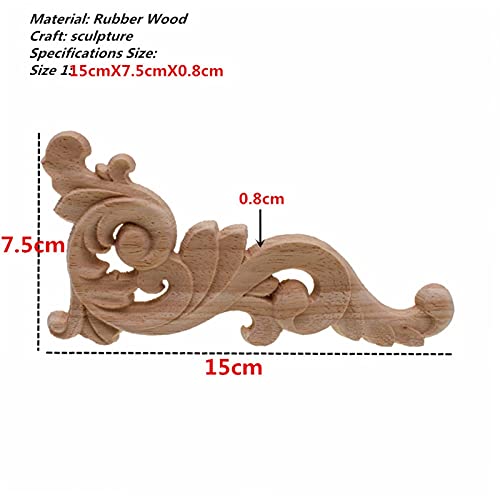 Holzornamente Ecke Unlackierter Holz geschnitzter Ecke Applique-Rahmen for Wohnmöbel Wandschrank Tür dekoratives hölzernes Miniaturhandwerk Holzschnitzerei Applikation Deko(Plum) von Crepundia