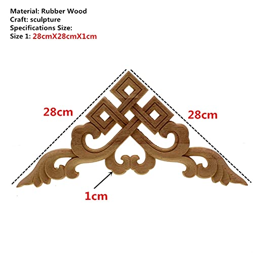 Holzornamente Ecke Vintage Blumenmuster Holz geschnitzt unbemalt Holz Eiche geschnitzt Runde Onlay Applique Plaques Möbel for Wohnkultur Rahmen Holzschnitzerei Applikation Deko(28cm) von Crepundia