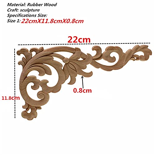 Holzornamente Ecke Vintage unlackierte Holz geschnitzte Aufkleber Ecke Applique Rahmen for Wohnmöbel Wandschrank Tür dekorative hölzerne Miniaturhandwerk Holzschnitzerei Applikation Deko(Dark Khaki) von Crepundia