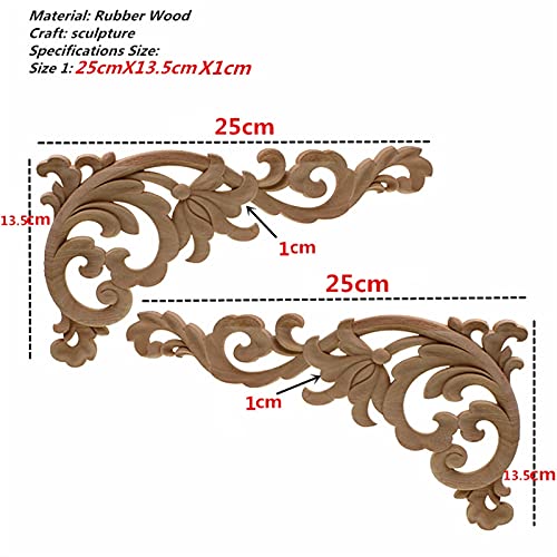 Holzornamente Ecke Vintage unlackierte Holz geschnitzte Aufkleber Ecke Applique Rahmen for Wohnmöbel Wandschrank Tür dekorative hölzerne Miniaturhandwerk Holzschnitzerei Applikation Deko(Deep Blue) von Crepundia