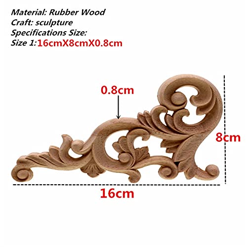 Holzornamente Ecke Vintage unlackierte Holz geschnitzte Aufkleber Ecke Onlay Applique Rahmen for Wohnmöbel Wandschrank Tür Dekor Handwerk Figur Holzschnitzerei Applikation Deko(Dark Grey) von Crepundia