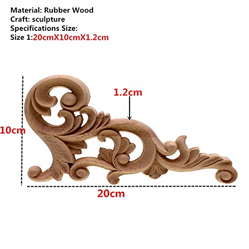 Holzornamente Ecke Vintage unlackierte Holz geschnitzte Aufkleber Ecke Onlay Applique Rahmen for Wohnmöbel Wandschrank Tür Dekor Handwerk Figur Holzschnitzerei Applikation Deko(Dark Khaki) von Crepundia