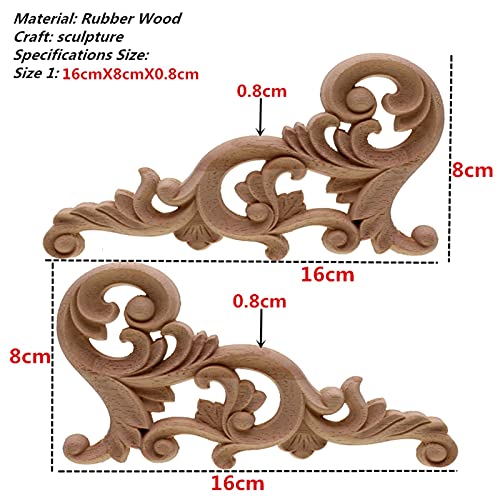 Holzornamente Ecke Vintage unlackierte Holz geschnitzte Aufkleber Ecke Onlay Applique Rahmen for Wohnmöbel Wandschrank Tür Dekor Handwerk Figur Holzschnitzerei Applikation Deko(Light Grey) von Crepundia