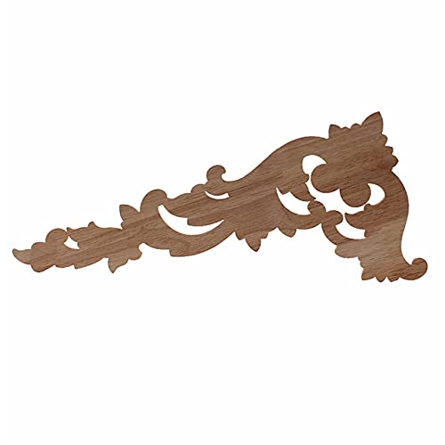 Holzornamente Ecke Vintage unlackierte Holz geschnitzte Aufkleber Ecke Onlay Applique Rahmen for Wohnmöbel Wandschrank Tür Dekor Handwerk Holzschnitzerei Applikation Deko(Dark Grey) von Crepundia