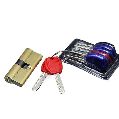Profilzylinder Mit SchlüSseln,TüRzylinder Messing Türgriff Schloss Zylinder2 + 5 Schlüssel Uso apto para Schlafzimmer Badezimmer Innen Haustür(75mm A) von Crepundia