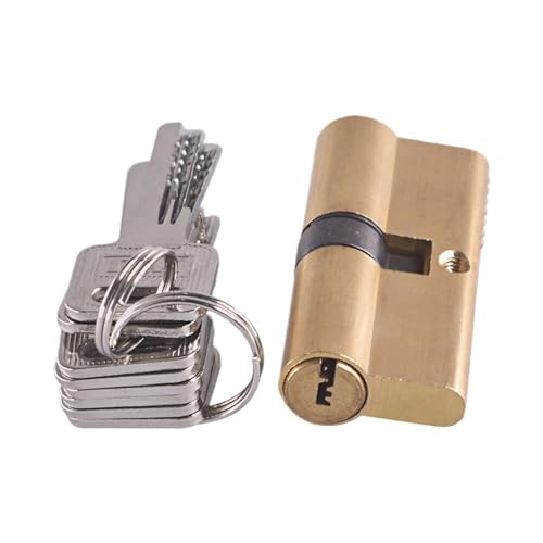 Profilzylinder Mit SchlüSseln,TüRzylinder Reiner Kupfer-AB-Schlosskern, 65/70 mm, Zylinder, AB-Schlüssel, Diebstahlsicherung, Messing-Türschloss, einzelner Rowlock-Kern(2pcs 65mm(32.5-32.5)) von Crepundia
