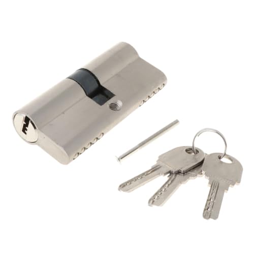 Profilzylinder Mit SchlüSseln,TüRzylinder Universal 70mm Schließzylinder Mit 3 Schlüsseln Türschloss Zylinder Anti-Diebstahl Eingang Aluminium Legierung Hause sicherheit(Silver) von Crepundia