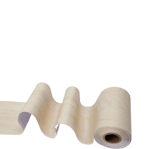 TapetenbordüRe Selbstklebend, Weiße Holzmaserung Tapetenbordüre Spiegelrahmen Abnehmbar Wasserfest,Abziehen Und Aufkleben Wandpapier Dekor Selbstklebend,Küche Badezimmer(Light Oak,3.9" x 393.6") von Crepundia