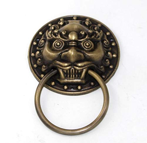 TüRklopfer mit Schrauben,TüRklopfer Antik Antike Türklopfer Dia 9.8cm Antike Reines Kupfer Löwenkopf Türgriff Fach-Tür-Pull Ring Tor Kabinett Türgriff(Bronze,2 pcs) von Crepundia