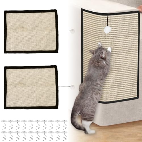 2 Stück Kratzmatte für Katzen: Natürlicher Sisal Katzen Kratzmatte, Kratzschutz Sofa Katze, Kratzbrett Wand, Kratzpappe Wand, Katzenkratzbrett Ecke Kratzbrett, Katzenkratzmatte, 50 * 40cm von Cresbel