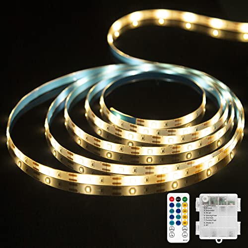 LED Streifen Batteriebetrieben - 5M 150LEDs LED Strip Batteriebetrieben, Lichtband Batteriebetrieben Streifenlichter 8 Modi mit IR Fernbedienung, Kaltes Weiß LED Streifen Batterie für Outdoor Indoor von Cresbel