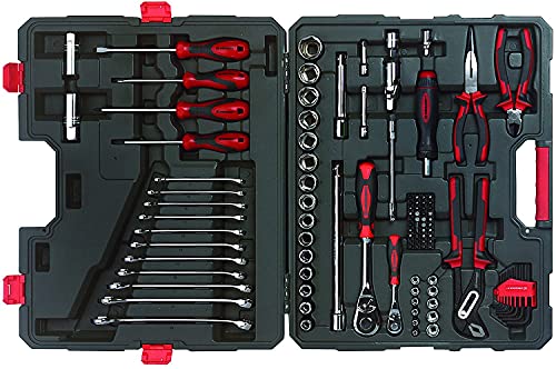 Crescent CTK110NEU2 110-teilig 1/2 und 1/4 Zoll Sechskant Mechaniker Werkzeugsatz mit Umschaltknarren, Mehrfarbig Crescent CTK110NEU2 110-teilig 1/2 und 1/4 Zoll Sechskant Mechaniker Werkzeugsatz mit Umschaltknarren, Mehrfarbig von Crescent