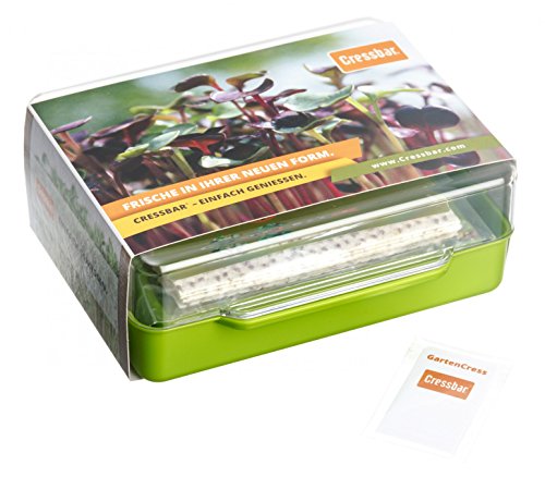 Cressbar® Starterkit grün - 3 Cressbar Kresseschalen mit 24 Cresspads aus Gartenkresse, Radieschen, Rucola, Senf von Cressbar