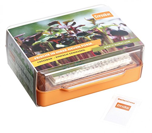 Cressbar® Starterkit orange - 3 Cressbar Kresseschalen mit 24 Cresspads aus Gartenkresse, Radieschen, Rucola, Senf von Cressbar