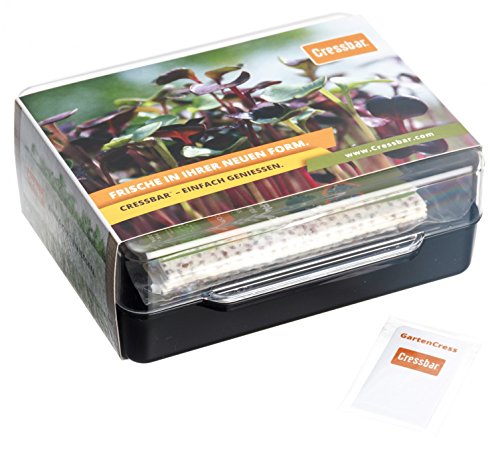 Cressbar® Starterkit schwarz - 3 Cressbar Kresseschalen mit 24 Cresspads aus Gartenkresse, Radieschen, Rucola, Senf von Cressbar