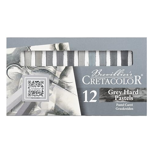 Cretacolor Grey Hard Pastels, Graukreiden, 12 Stück, brillantes Farbergebnis, beeindruchende Lichtechtheit, höchste Qualität, vermischbar, mit Wasser vermalbar von Cretacolor